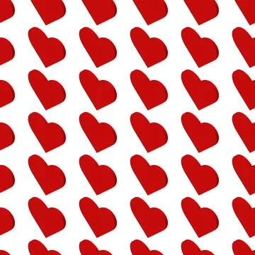 Seamless isometric hearts pattern. Repeating hearts symmetric ornament. Tiled Stock Illustration