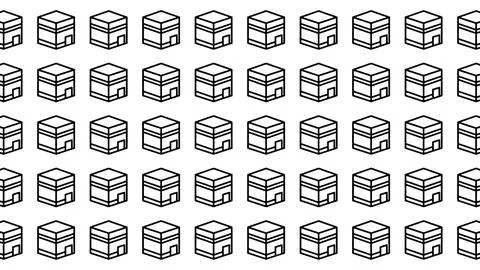 Seamless isometric Kaaba pattern background for Hajj and Umrah religious them Stock Illustration