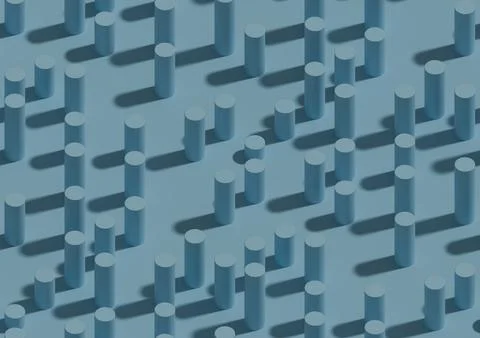 Seamless isometric pattern of columns with shadows. 3D illustration. Stock Illustration