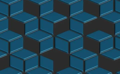Seamless isometric pattern of geometric shapes. 3D illustration. Stock Illustration