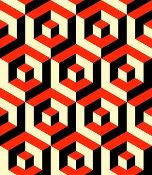 Seamless isometric pattern Optical illusion hexagons Stock Illustration