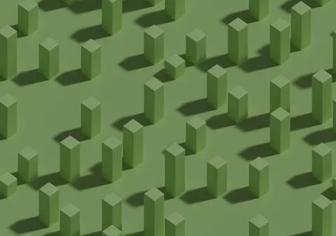 Seamless isometric pattern of prisms with shadows. 3D illustration. Stock Illustration