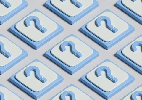 Seamless isometric pattern with question mark sign. 3D illustration. Stock Photos