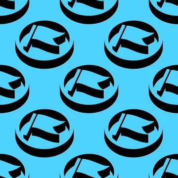 Seamless isometric pattern with waving flag icons in 3D circular shapes Illustrazione stock