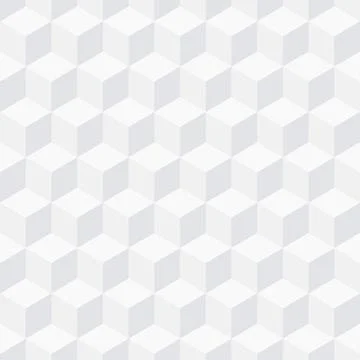 Seamless isometric pattern of white cubes. Vector geometric background Stock Illustration