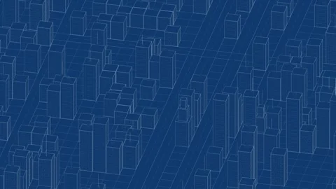 A seamless isometric rotating blueprint of a modern city, intricate urban plan Stock Footage 337904084