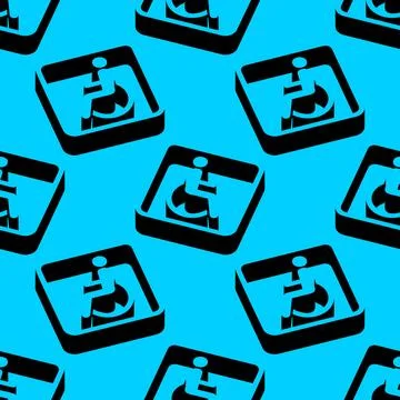 Seamless isometric vector pattern featuring wheelchair accessibility symbol Stock Illustration