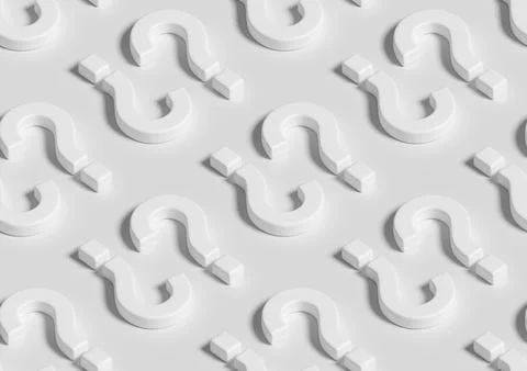 Seamless isometric white question mark pattern. 3D illustration. Stock Illustration