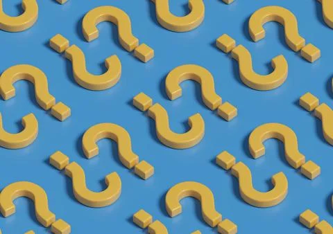 Seamless isometric yellow question mark pattern. 3D illustration. イラスト素材