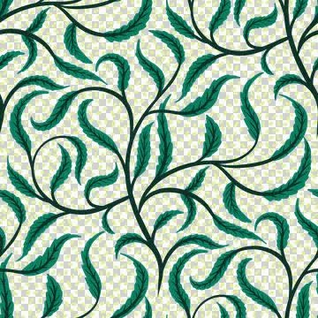 Seamless ivy pattern, hand drawn leaves illustration. Stock Illustration