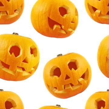 Seamless Jack-o'-lanterns pumpkin pattern Stock Photos