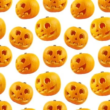 Seamless Jack-o'-lanterns pumpkin pattern Stock Photos