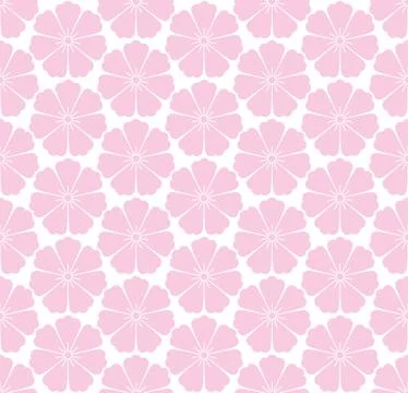 Seamless Japanese flowers Vector pattern on white 스톡 일러스트