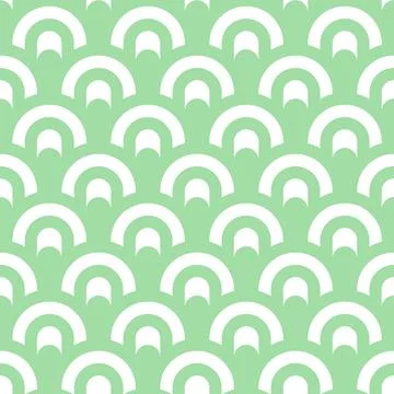 Seamless Japanese green waves pattern Stock Illustration