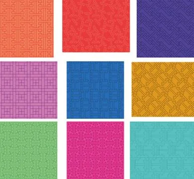 Seamless Japanese pattern combining T-shaped figures set Stock Illustration