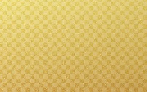 Seamless Japanese pattern with gold foil on washi paper. Gold color, checke.. 库存插图