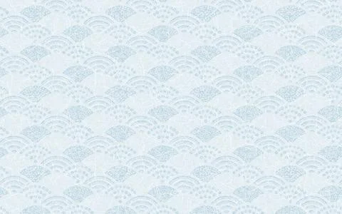Seamless Japanese pattern with gold foil on washi paper. Light blue, Seigai.. Illustrazione stock