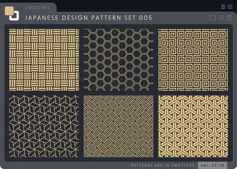 Seamless Japanese pattern set series 005 Stock Illustration