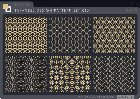 Seamless Japanese pattern set series 014 Stock Illustration