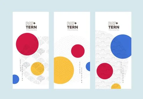 Seamless Japanese patterns with bold color circles in red yellow and blue t.. Stock Illustration