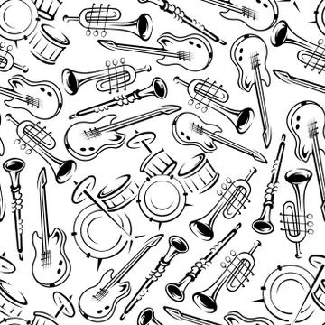 Seamless jazz musical instruments pattern 스톡 일러스트