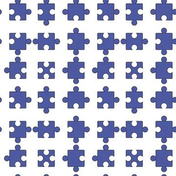 Seamless Jigsaw Pattern Set of Blue Pazzle Isolated on White Background. S... Foto stock