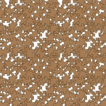 Seamless Jigsaw Pattern Set of Brown Pazzle on White Background. Seamless ... Foto stock