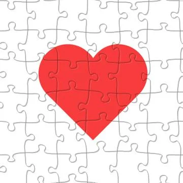 Seamless jigsaw puzzle game pattern. Heart illustration vector Illustrazione stock