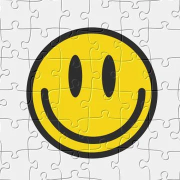 Seamless jigsaw puzzle game pattern. Smile emoticon illustration vector Stock Illustration