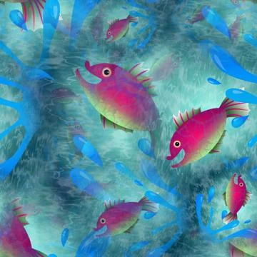 Seamless Jumping Fish Wallpaper Stock-Illustration