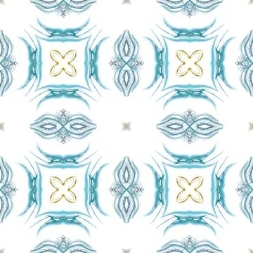 Seamless kaleidoscope texture or pattern in blue and green 2 Illustrazione stock