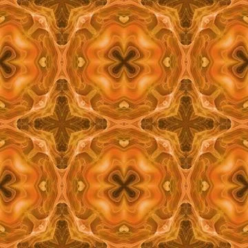 Seamless kaleidoscope texture or pattern in orange spectrum 1 Illustrazione stock