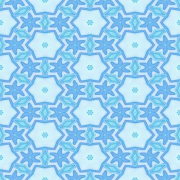 Seamless kaleidoscopic decorated pattern in blue Stock Illustration