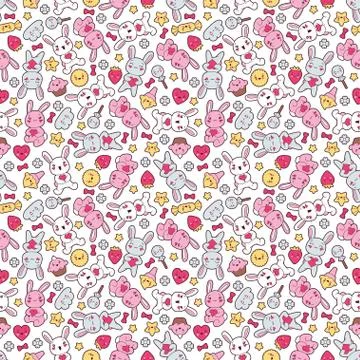 Seamless kawaii child pattern with cute doodles Stock Illustration
