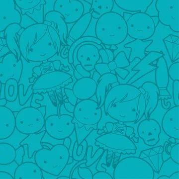 Seamless kawaii child pattern with cute doodles Illustrazione stock