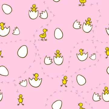 Seamless kids pattern with funny chickens. Stock Illustration
