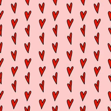 Seamless kids pattern with hand-drawn hearts. Cute nursery background. Stock Illustration