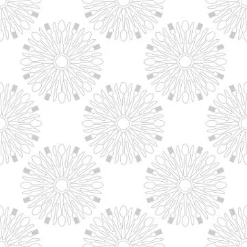 Seamless Kitchen Cutlery Pattern Outline Series Stock Illustration