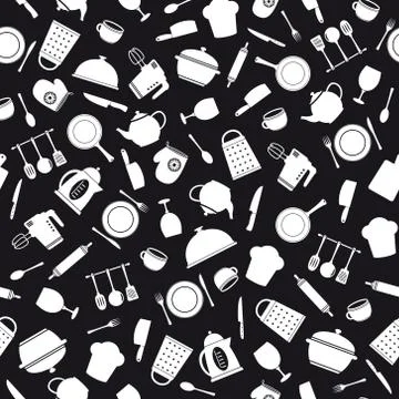 Seamless kitchen tools pattern Stock Illustration
