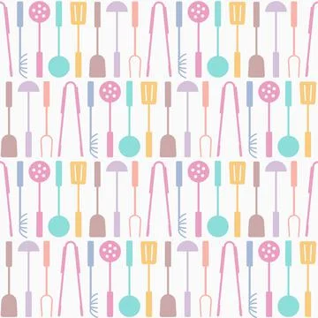 Seamless kitchen tools pattern, vector illustration イラスト素材