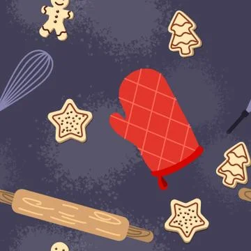 Seamless kitchen wallpaper design. Gingerbread vector seamless pattern. Illustrazione stock