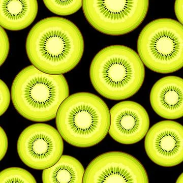 Seamless kiwi vector pattern. Minimalistic food background. Vitamins repeatable 스톡 일러스트