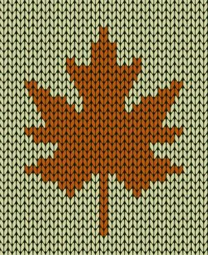 Seamless knit texture with maple leaf Stock Illustration