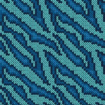 Seamless knitted blue camouflage pattern Stock Illustration