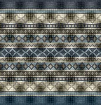 Seamless Knitted Geometric Pattern with Ornate Diamond Shapes Stock Illustration