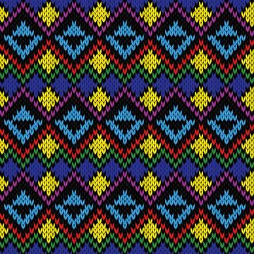 Seamless knitted multicolor ethnic pattern Stock Illustration