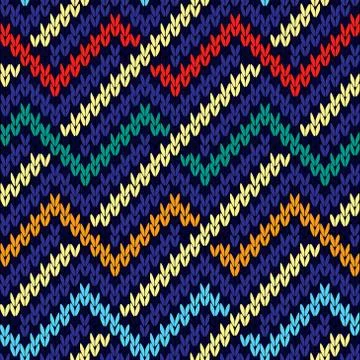 Seamless knitted multicolor wavy pattern Stock Illustration