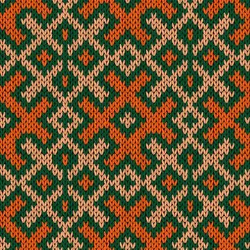 Seamless knitted ornate pattern Stock Illustration