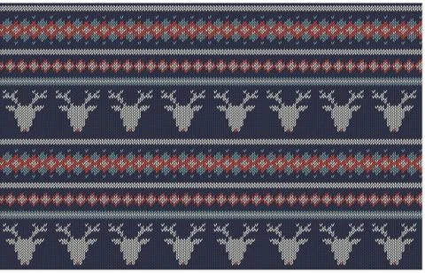 Seamless knitted pattern on blue background Stock Illustration