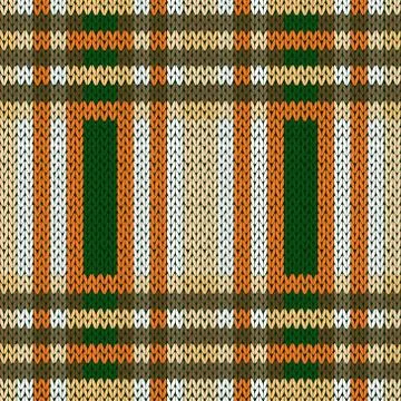 Seamless knitted pattern in brown, green and white Stock Illustration